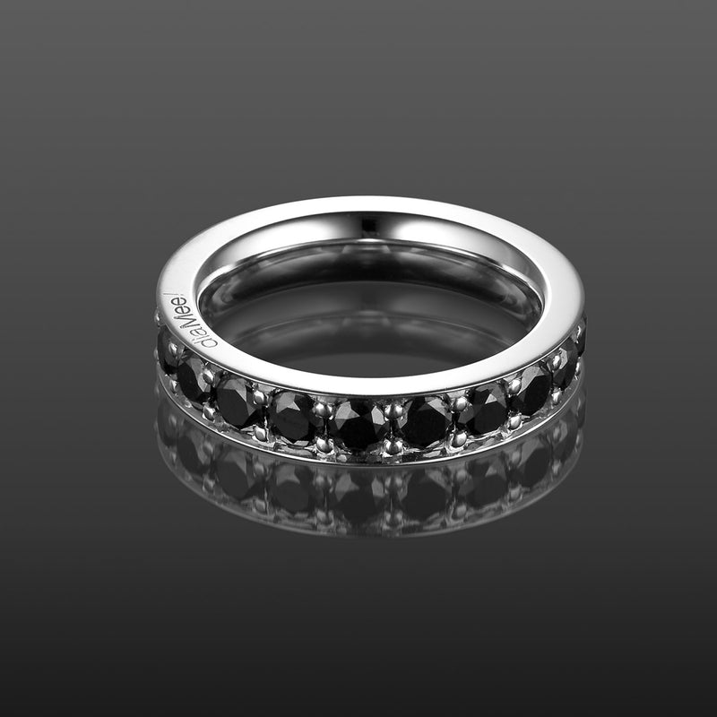 Eternity channel set Black diamond ring 3.5 mm / 3 carats