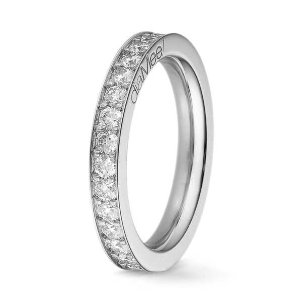 Diamond Wedding Ring Set with 4 grain-rails - Full circle 2 mm / 1 carat