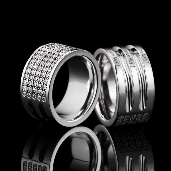 Lovelines Diamond Ring - 3 rows black gold