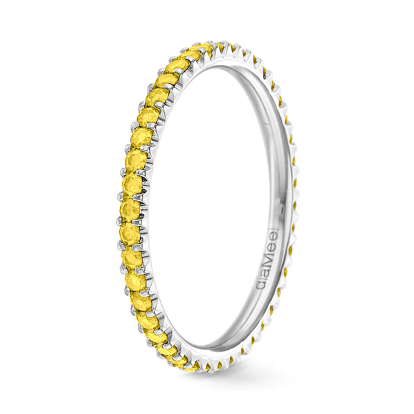 Bague Diamants jaunes Serti 2 griffes Prestige - Tour complet 1.5 mm / 0,50 carat