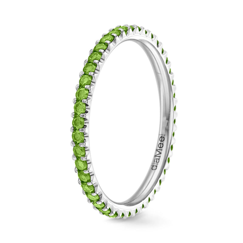 Anillo de diamantes verde manzana engastado con 2 puntas de prestigio - Tamaño completo 1,5 mm / 0,50 quilates
