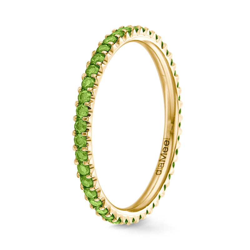 Anillo de diamantes verde manzana engastado con 2 puntas de prestigio - Tamaño completo 1,5 mm / 0,50 quilates