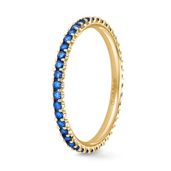 Prestige 2 prong setting blue sapphires ring - full size 1.5 mm / 0.50 carat