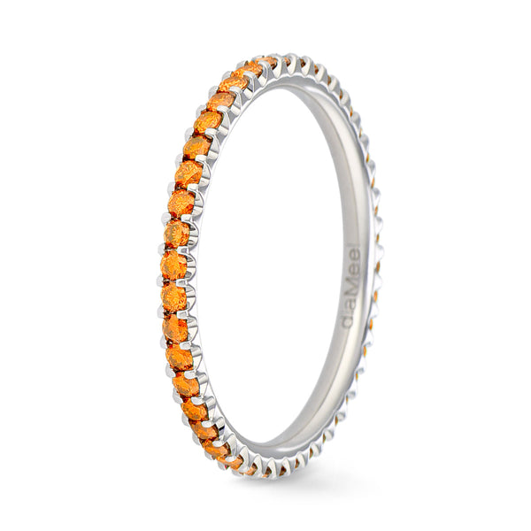 Bague Saphirs oranges Serti 2 griffes Prestige - Tour complet 1.5 mm / 0,50 carat