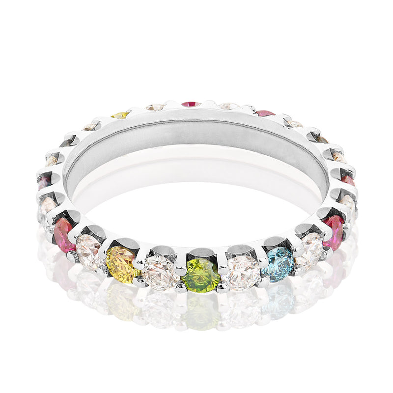 Anillo de diamantes Joy of Color Prestige engaste de 2 puntas - Tour completo 2,5 mm / 1,5 quilates