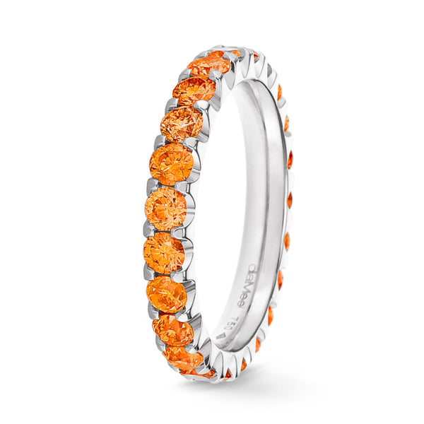 Bague Saphirs oranges Serti 2 griffes Prestige - Tour complet 2.5 mm / 1,50 carat