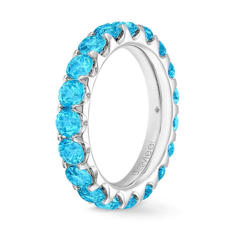 Paraïba blue topaz ring 2 prong setting - full circle 3.5 mm / 3 carats