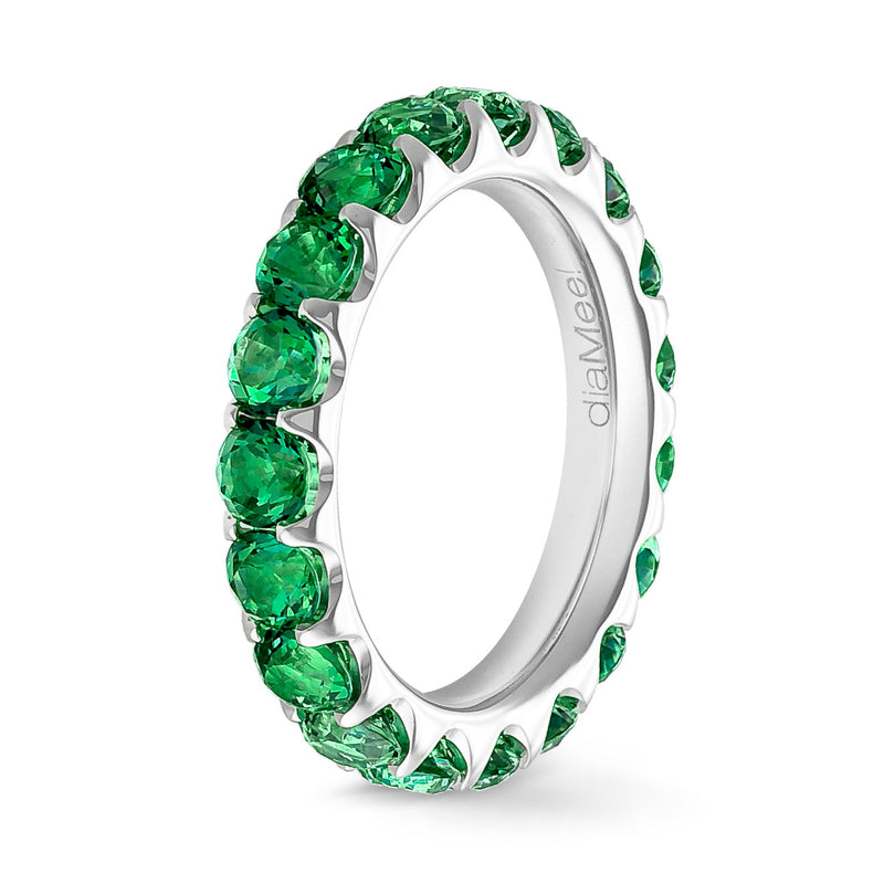 Green Topaz Ring 2 Prong Setting - Full Circle 3.5 mm / 3 carats