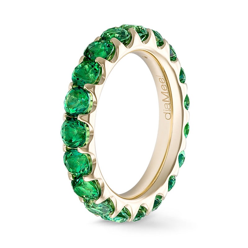 Green Topaz Ring 2 Prong Setting - Full Circle 3.5 mm / 3 carats