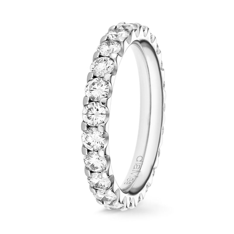 Alianza Prestige de diamantes engastados con 2 puntas, recorrido completo, 2,5 mm / 1,5 quilates