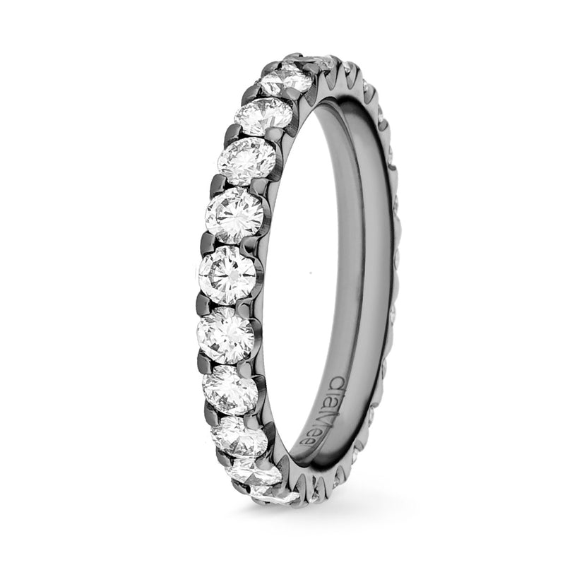 Prong- Set Prestige Black Diamond Eternity Ring  - BLACK GOLD - 2.5 MM / 1.5 CARAT