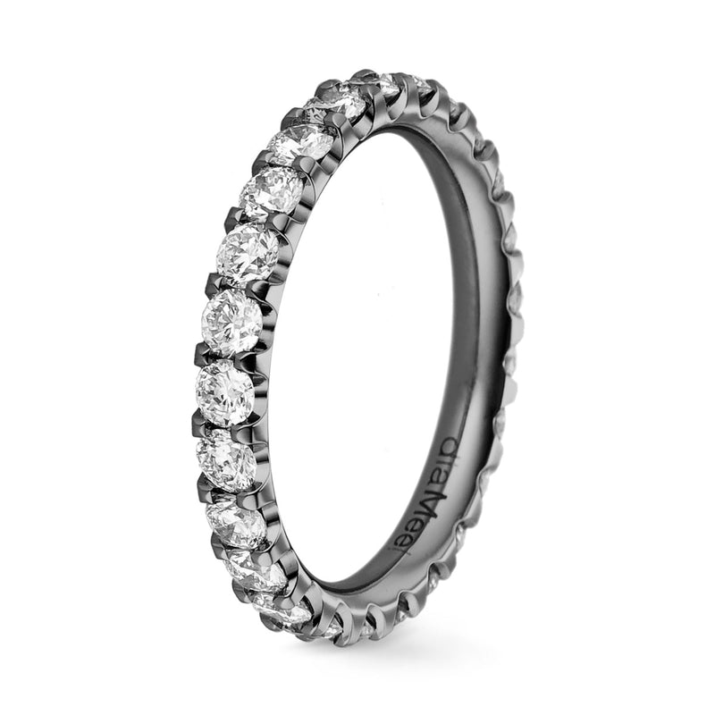 Prong- Set Prestige Black Diamond Eternity Ring - BLACK GOLD - 2 MM / 1 CARAT