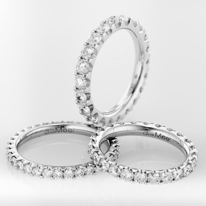 Alianza Prestige de diamantes engastados con 2 puntas - Tour completo 1,75 mm / 0,75 quilates