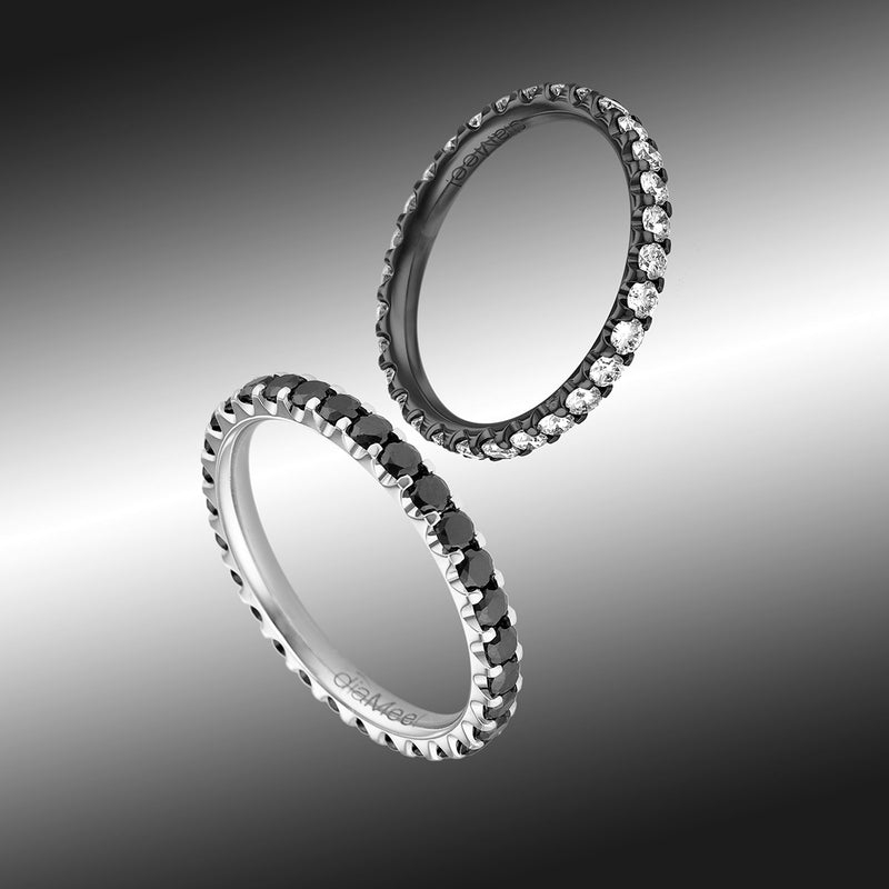 Alianza de diamantes engastada Prestige con 2 garras - Oro negro - Vuelta completa 1,75 mm / 0,75 quilates
