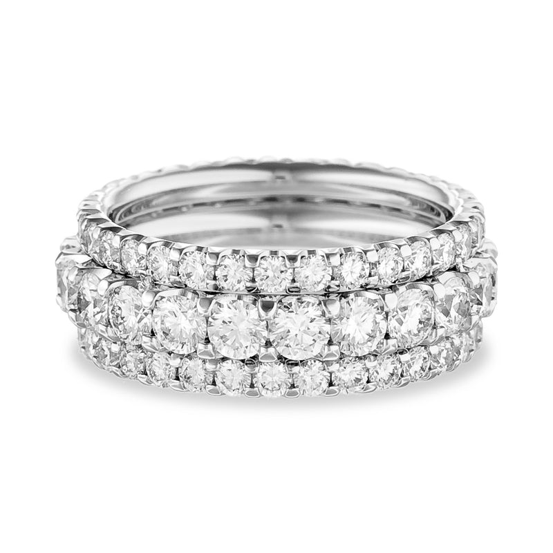 Alianza Prestige de diamantes engastados con 2 puntas - Tour completo 3,5 mm / 3 quilates
