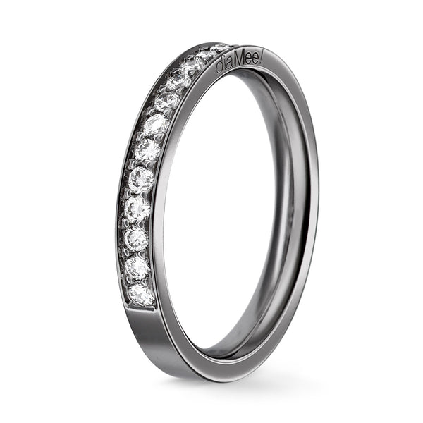 Diamond Wedding Ring Set with 4 grain-rails Black gold - 2/3 circle 1.75 mm / 0.5 carat