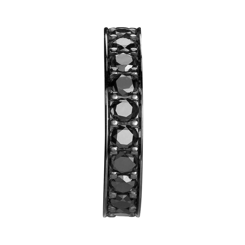 Eternity channel set Black diamond ring 3.5 mm / 3 carats