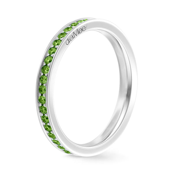 Apple Green diamonds 4-grain-rail set - Full circle 1.5 mm / 0.50 carat