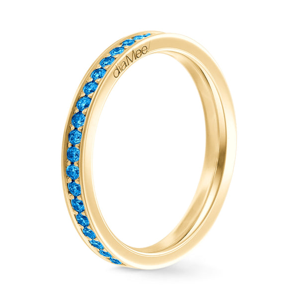 Anillo de zafiros azules engastado con 4 rieles de grano - Vuelta completa 1,5 mm / 0,50 quilates