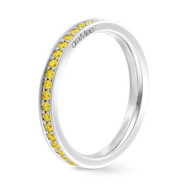 Bague Saphirs jaunes Serti 4 grains-rails - Tour complet 1.5 mm / 0,50 carat