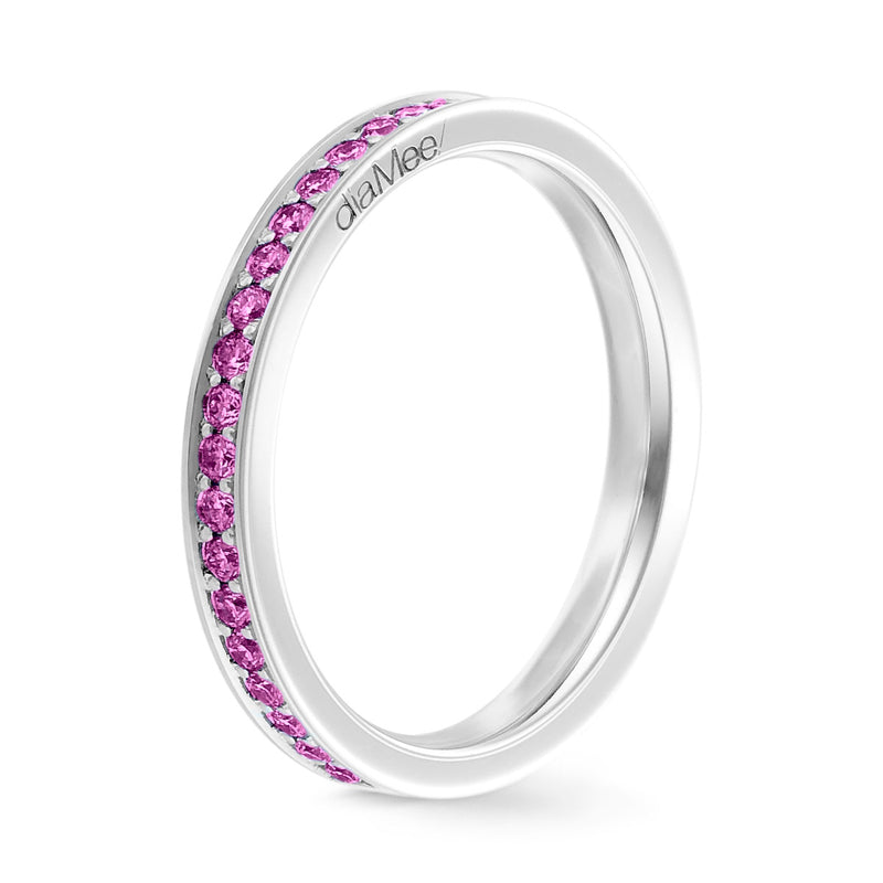 Bague Saphirs roses Serti 4 grains-rails - Tour complet 1.5 mm / 0,50 carat