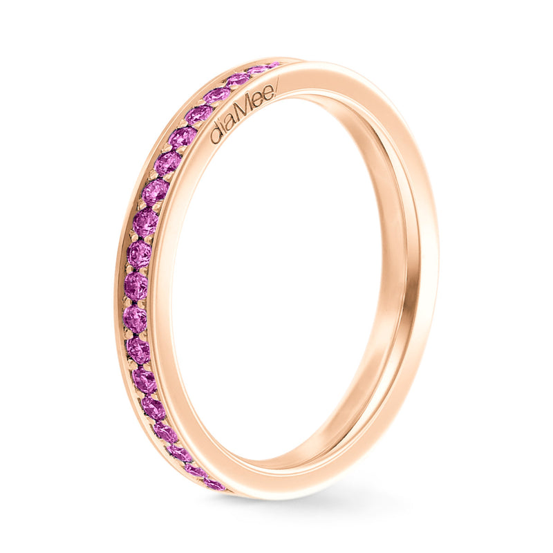 Anillo Zafiros rosados ​​engastado en riel de 4 granos - Vuelta completa 1,5 mm / 0,50 quilates