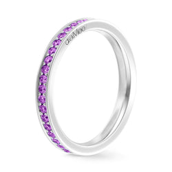 Serti Purple Sapphires Ring 4 grain-rails - Complete round 1.5 mm / 0.50 carat