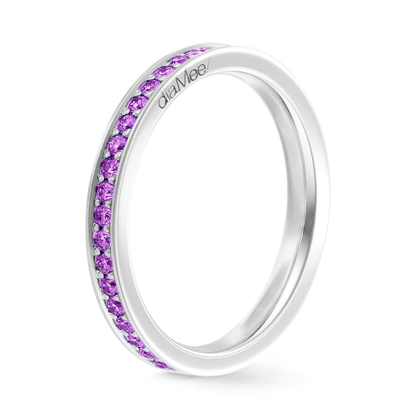 Anillo Zafiros morados engastado con 4 rieles de grano - Vuelta completa 1,5 mm / 0,50 quilates