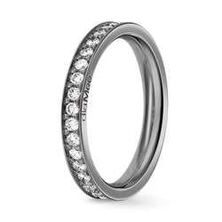 Alianza de diamantes engastado con 4 rieles de grano - Oro negro - Vuelta completa 1,75 mm / 0,75 quilates