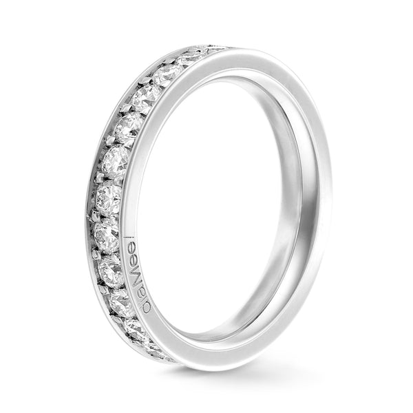 Diamond Wedding Ring Set with 4 grain-rails - Full circle 2.5 mm / 1.5 carat