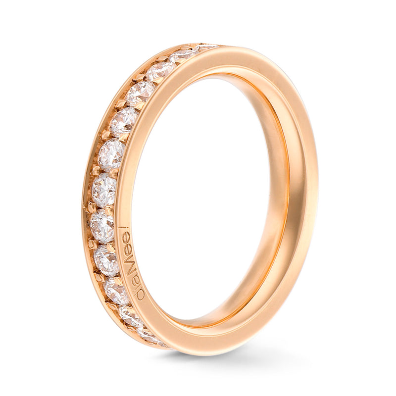Diamond Wedding Ring Set with 4 grain-rails - Full circle 2.5 mm / 1.5 carat