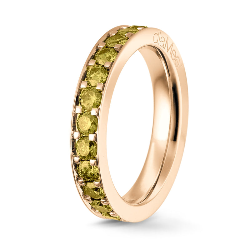 Yellow diamond ring Set with 4 grain-rails - Full turn 2.5 mm / 1.5 carat