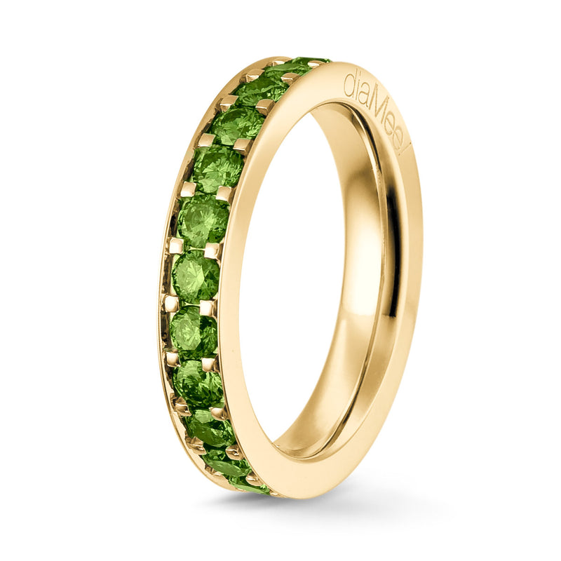 Apple Green Diamond Ring Set with 4 grain-rails - Full Circle 2.5 mm / 1.5 carat