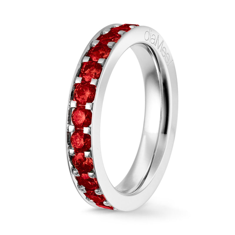 Bague Rubis Serti 4 grains-rails - Tour complet 2.5 mm / 1.5 carat