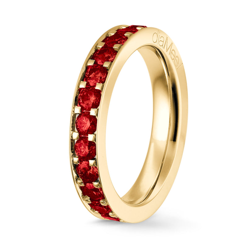 Bague Rubis Serti 4 grains-rails - Tour complet 2.5 mm / 1.5 carat