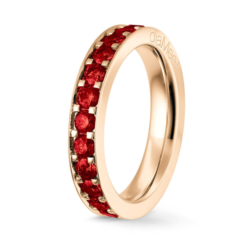 Bague Rubis Serti 4 grains-rails - Tour complet 2.5 mm / 1.5 carat