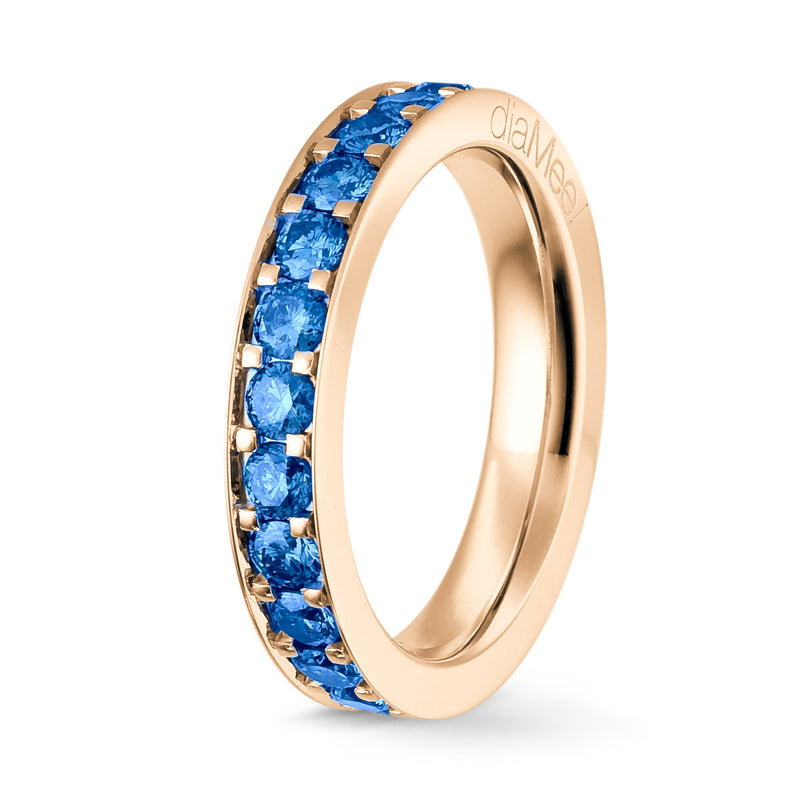 Blue sapphires ring 4 grain-rail setting - Full turn 2.5 mm / 1.5 carat