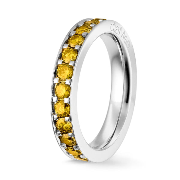 Bague Saphirs jaunes Serti 4 grains-rails - Tour complet 2.5 mm / 1.5 carat