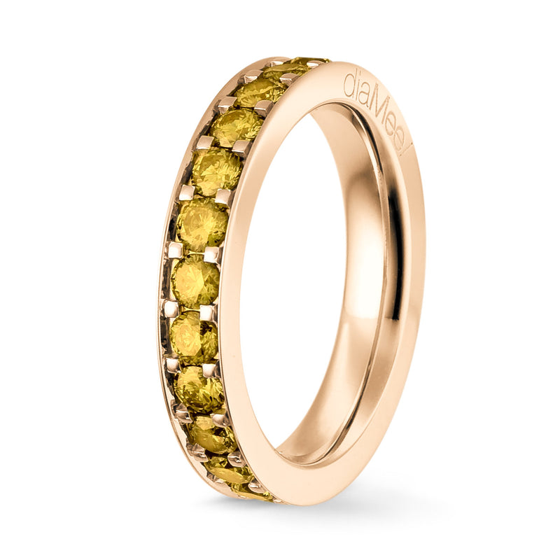 Serti Yellow Sapphires Ring 4 grain-rails - Complete round 2.5 mm / 1.5 carat