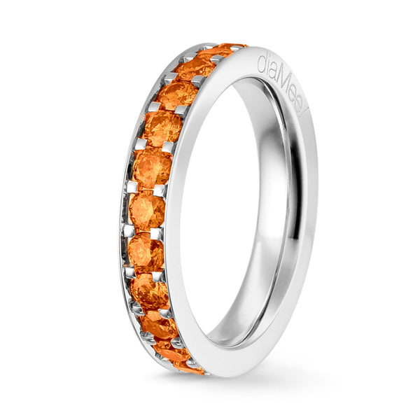 Bague Saphirs oranges Serti 4 grains-rails - Tour complet 2.5 mm / 1.5 carat