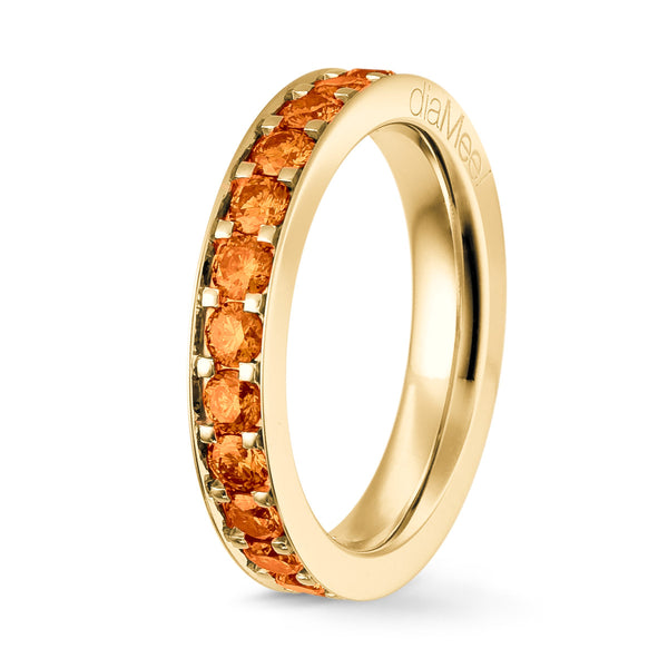 Serti Orange Sapphires Ring 4 grain-rails - Complete round 2.5 mm / 1.5 carat
