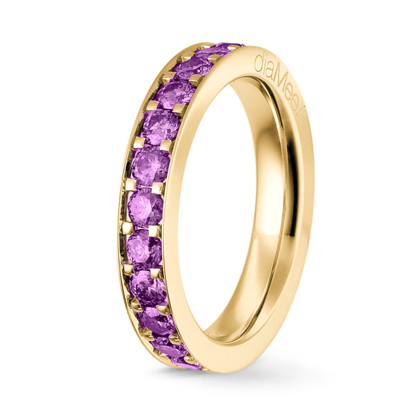 Bague Saphirs violets Serti 4 grains-rails - Tour complet 2.5 mm / 1.5 carat