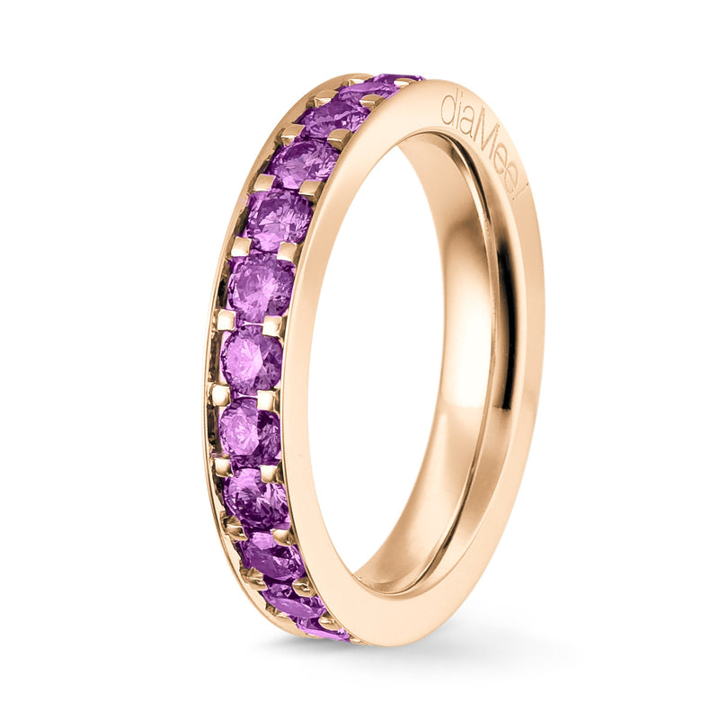 Serti Purple Sapphires Ring 4 grain-rails - Complete round 2.5 mm / 1.5 carat