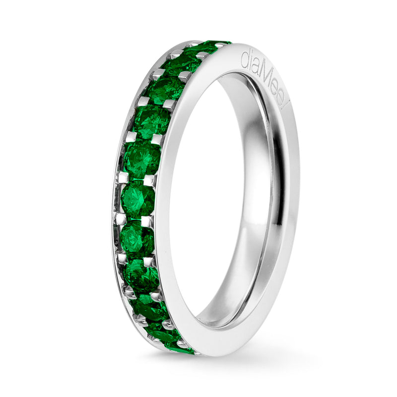 Bague Tsavorites Serti 4 grains-rails - Tour complet 2.5 mm / 1.5 carat