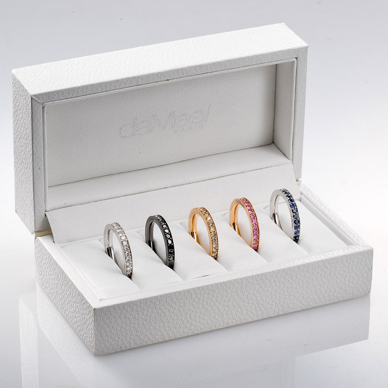 Conjunto de anillo de diamantes Champagne con 4 rieles de grano - Vuelta completa 2,5 mm / 1,5 quilates