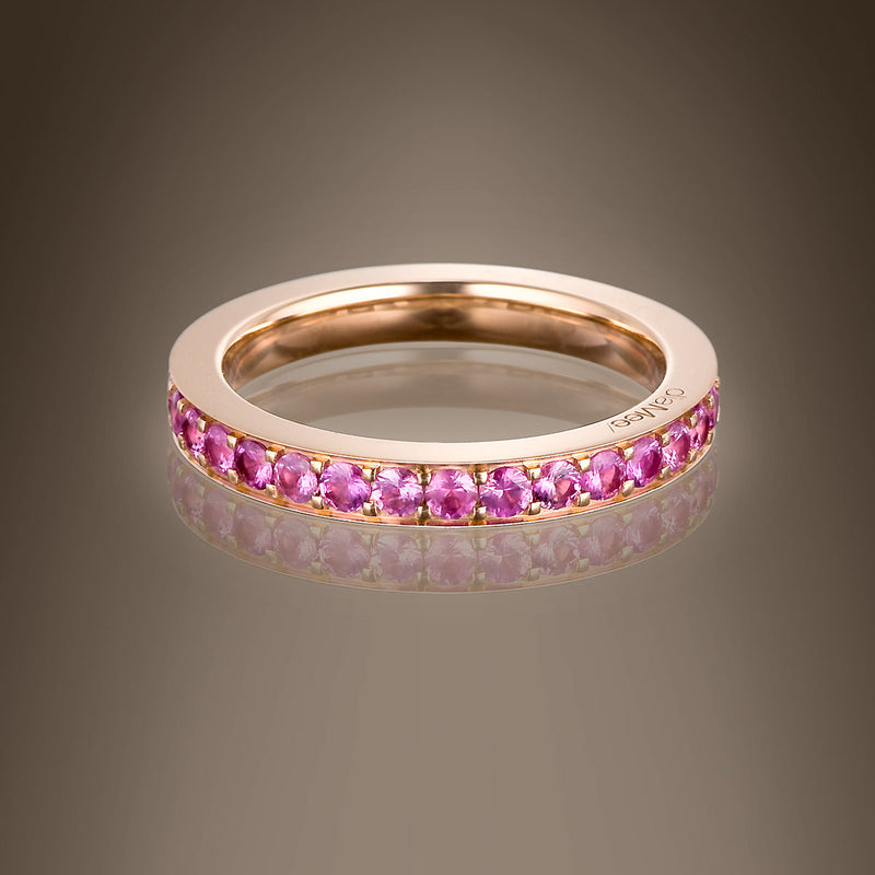Ring Pink sapphires 4 grain-rail setting - Full circle 2.5 mm / 1.5 carat