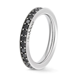 Bague Diamants noirs Serti 4 grains-rails - Tour complet 2 mm / 1 carat