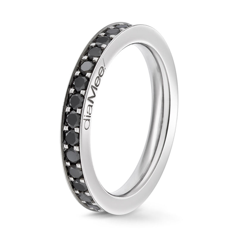Black diamond ring 4 grain-rail setting - Full turn 2 mm / 1 carat