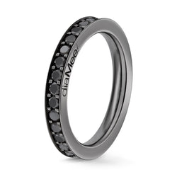 Eternity channel set Black diamond ring - 2.5 mm / 1.5 carat
