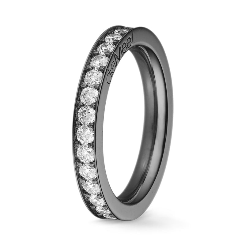Alliance Diamants Serti 4 grains-rails - Or noir - Tour complet 2 mm / 1 carat